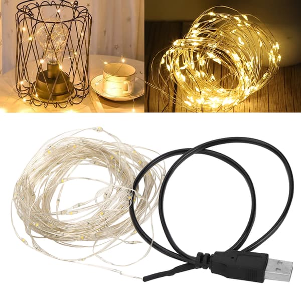 10m Koppartråd LED-ljusslinga USB-driven Varmvit för Halloween Hemfestinredning