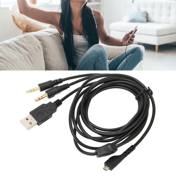 Hovedtelefon lydkabel USB og 3,5 mm lydstik lydledning med belysning til SteelSeries Arctis