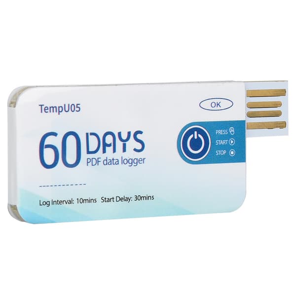 TempU05 Engångs Temperaturdatalogger Engångs USB Temperaturinspelare PDF-rapport