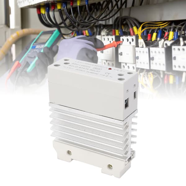 60A DC til AC Solid State Relæ, 35mm DIN-skinne Montering, Enfaset SSR med Køleplade, 3-32VDC Ind, 24-480VAC Ud