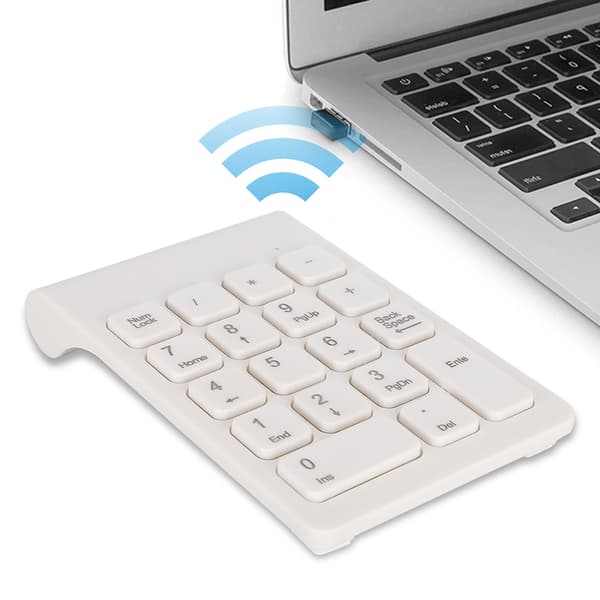Mini trådlöst numeriskt tangentbord 2.4G USB Ergonomiskt Lättviktigt PC Datortillbehör Vit