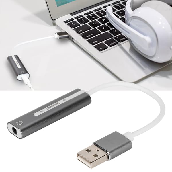 USB-lydkort i aluminiumslegering eksternt computerlydkort til alle computersystemer 7.1 Stereo