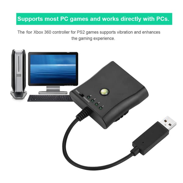Yleiskäyttöinen sovitinkaapeli PS2-ohjaimesta Xbox 360 -peliohjaimeen