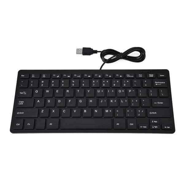78 Taster Ultra Tyndt Mini USB Kablet Tastatur til Stationær Computer Bærbar PC (Sort)