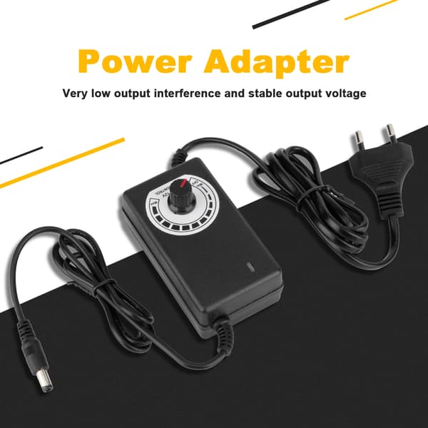 3-12V 3A DC spændingsregulator dæmpningsadapter til LED-striplys, 100-240V EU-stik
