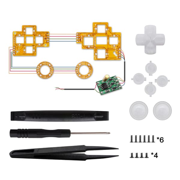 6-farvet oplyst D-Pad Thumbsticks DTF LED-knapsæt til PS4-controller-tilbehør