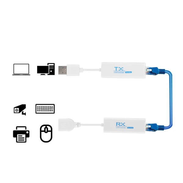 USB 2.0 200M Extender RJ45 Ethernet Forlængerkabel Netværkskabeladapter