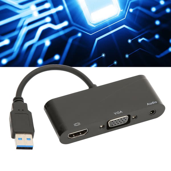 USB-HD Multimedia Interface 2-in-1 musta 1080P 60HZ 5Gbps USB 3.0-VGA-sovitin kokousviihteeseen