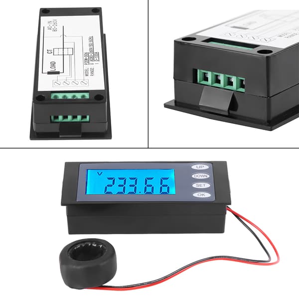 PEACEFAIR Digital AC 80-260V 100A Ström Spänning Watt KWh Tid Panelmätare Voltmeter CT