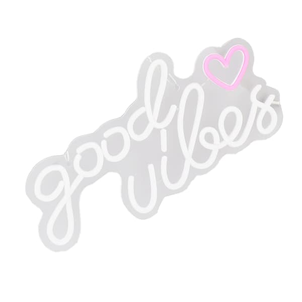 Neonskylt Good Vibes LED-ljus Akryl USB-driven Väggupphängd Neondekor för Barfest Bröllop Sovrum