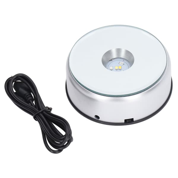 Roterande displayställ 360° LED-bas, 80s/varv, USB-driven, för koppar och kristaller