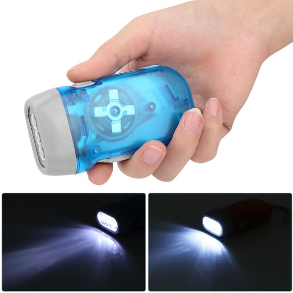 Udendørs Mini Manuel Håndsving Power LED Lommelygte Nødlygte Lampe (Rød Blå)