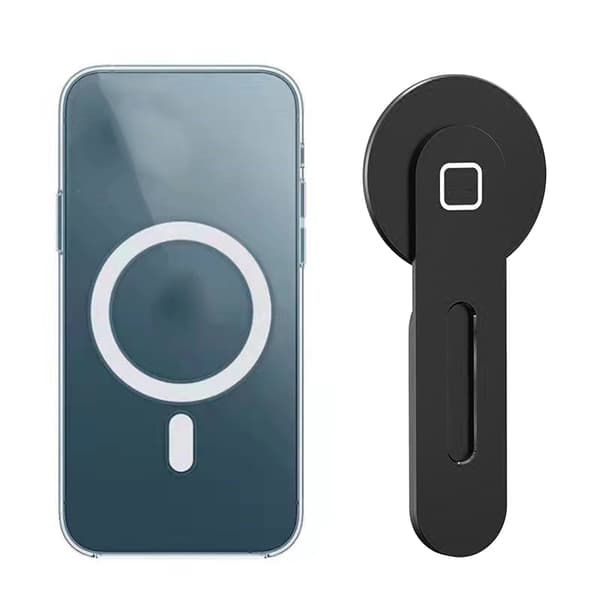 Magnetisk telefonholder til iPhone 12 13, bærbar kantmontering i aluminiumslegering, stærkt greb, sort