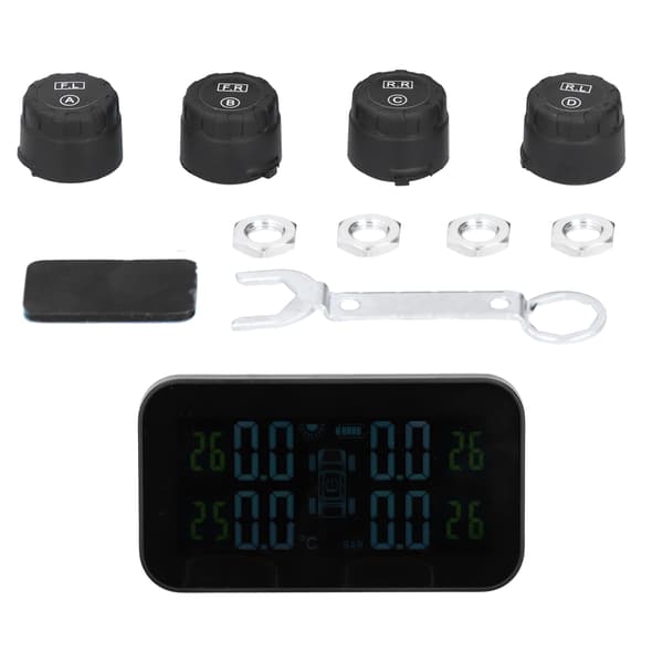 LCD-display Bil TPMS Däcktrycksövervakningssystem med sensor Solcellsladdning USB-laddning