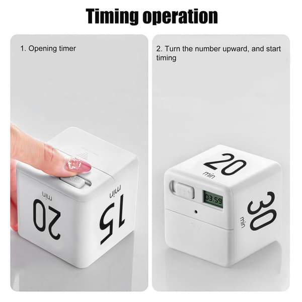 Tyngdekraftssensor terningtimer med LED-display, tidsstyring til hjemmekøkken, skolekontor, 15/20/30/60 minutters nedtælling