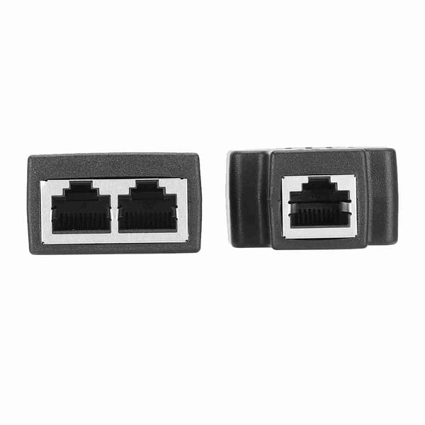 2 stk. Ethernet-kabeladapter 1-ind 2-ud RJ45 hun-interface LAN-stik kabeludvider splitter til internetkabel