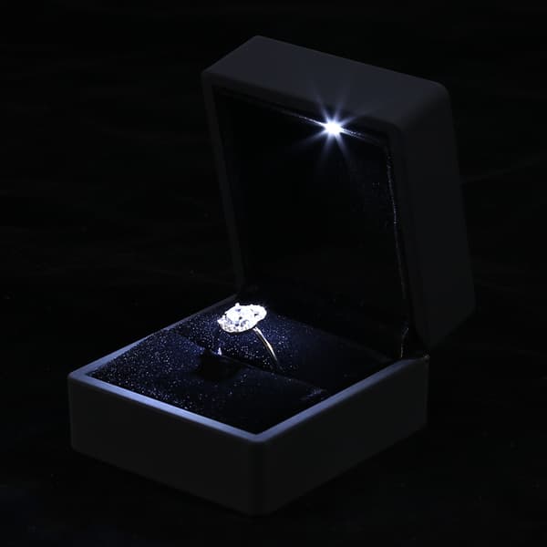 LED-ringdisplayfodral för förlovningsbröllopssmycken, presentförvaringslåda med ljus (ringlåda)