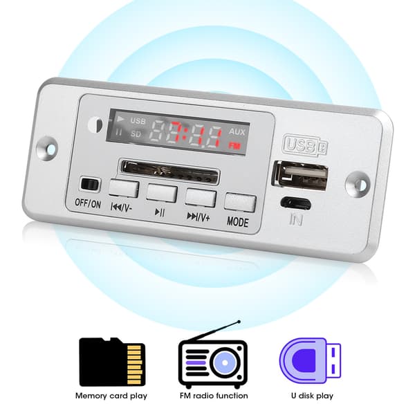5V MP3 Audio Decoder Module USB FM-radio MP3-avkodningskort Musikspelare med effektförstärkare Silver