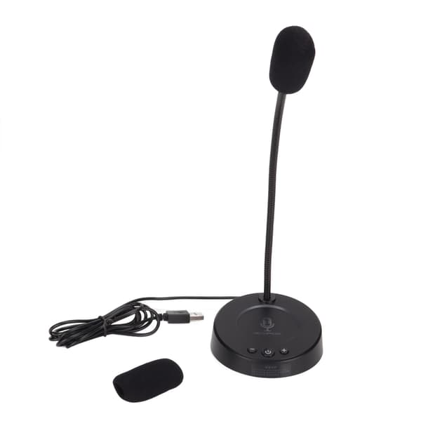 Skrivebordsmikrofon Støjreduktion 360 Graders Metalslange Anti-interferens RGB USB Computermikrofon til Kontormøder