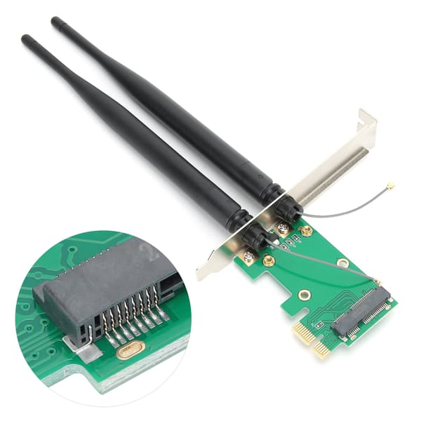 Mini PCIE til PCIE Adapterkort Trådløs Wifi Stationær Computer Netværkskonverter (6DB Antenne)