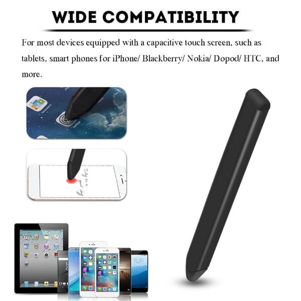 Universal Erstatning Flad Kapacitiv Touch Screen Stylus Pen til iPhone/Blackberry Sort