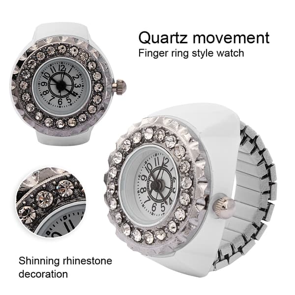 Damkristall strass ringklocka - kvarts vit, elegant smyckesur