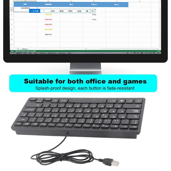 Kablet Mini Bærbar Spansk Tastatur USB-interface til Stationær Computer Ultratynd 78 Taster