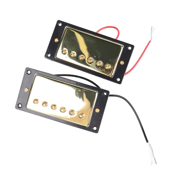 Elgitarr Pickup Metall Dubbelspole för LP Svart Ram Pickup Gitarrdelar Ersättning Guld