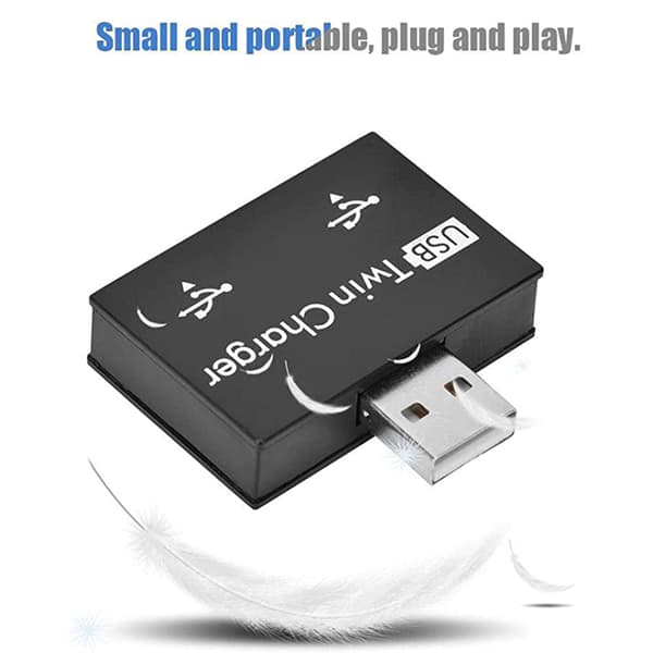 Mini USB-hubb 2-portars USB dubbelladdare splitteradapteromvandlare för PC USB-minnen