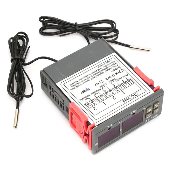 STC-3008 Dobbelt Display 2x NTC Probe Digital Temperatur Termostat Controller, DC24V, 12V Valgfri
