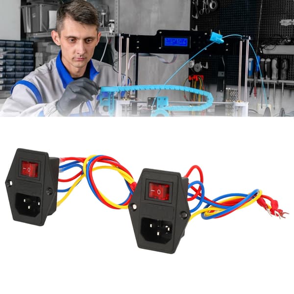 2 STK C14 Indgangsmodul 10A Sikring 6A 250V AC Vippekontakt Strømstik til 3D-printer