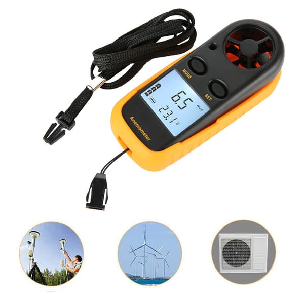 Digital Anemometer Termometer LCD-display Handhållen Vindhastighet Temperaturmätare 3V GM816