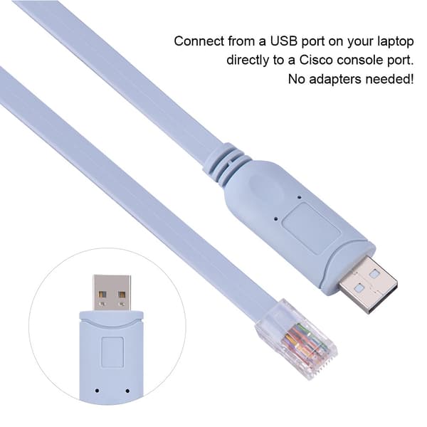 USB2.0 uros-RJ45 uros CAT5 sarjakonsolin litteä kaapeli Cisco-reitittimille ja -kytkimille