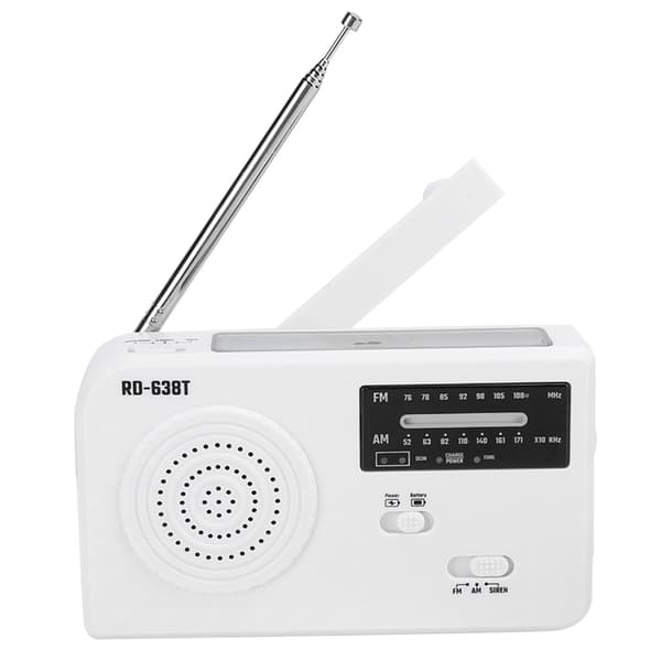 RD638 ABS Solenergi Nöd Multifunktion Handvevsradio Stödjer FM/AM-funktion Vit