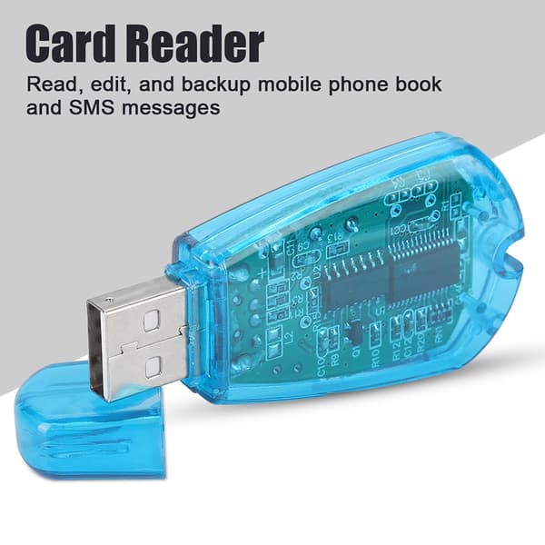 Mobiltelefon SIM-kortlæser USB-kopieringsbackup-læser med CD til QQ/ICQ/MSM/PC-computer
