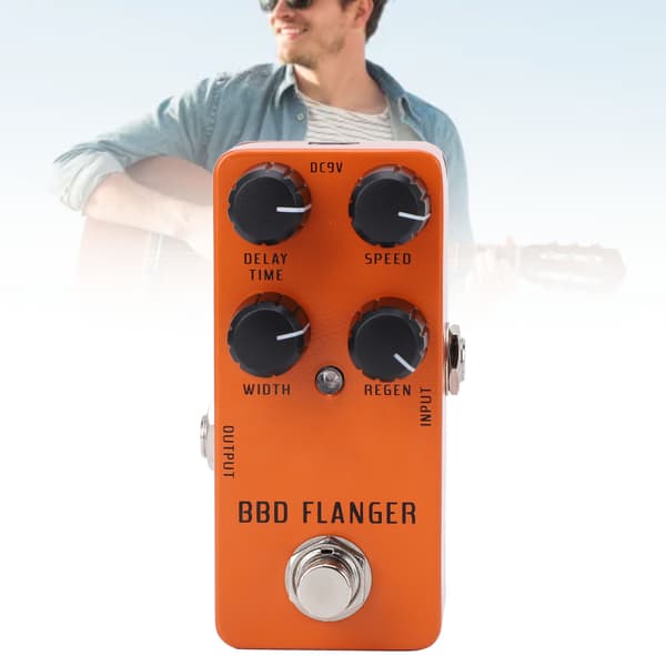 Analog Flanger Pedal Mini Bärbar för Elgitarr Bas med True Bypass DC9V