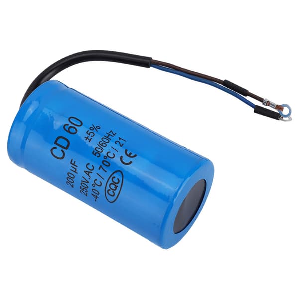 200uF 250V AC CD60 Startkondensator m/ ledninger, 50/60Hz Motorstart Luftkompressor
