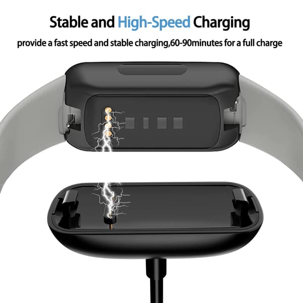 Magnetisk opladerkabel til Fitbit Inspire 3, USB-dockingstation, 1 meter, sort, 1-pak