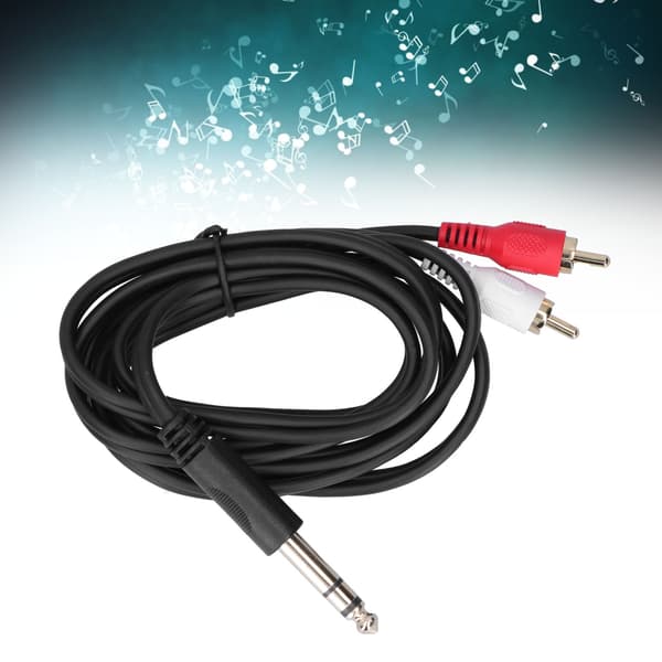 6,35 mm til dobbelt RCA lydkabel stereo hanadapterstik lyd Y-splitterkabel