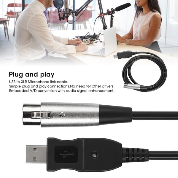 Mikrofon Mic Link Kabeladapter USB till XLR Mikrofon Link Kabel Sladd 3 Meter