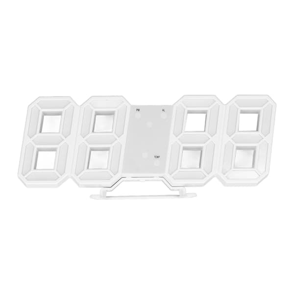 3D Digital LED Väggklocka Vit Ram Alarm Timer Temperaturdisplay för Vardagsrum Sovrum Heminredning