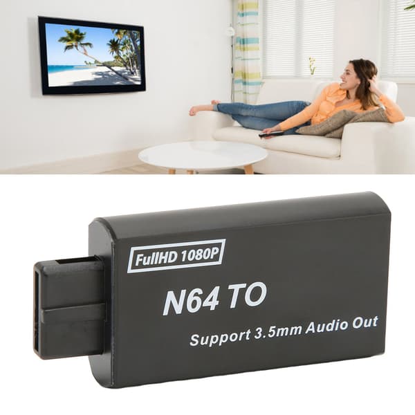 til N64 til HD Multimedia Interface-konverter 1080p understøtter PAL NTSC videospiladapter med 3,5 mm interface