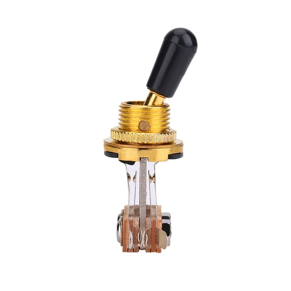 1 stk. 3-vejs vippekontakt med sort spids, reservedel til LP-stil elguitar (guld)