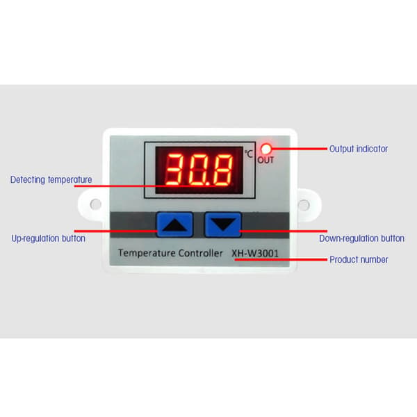 XH-W3001 Digital termostatregulator 24V 240W med vattentät NTC-sensorprob
