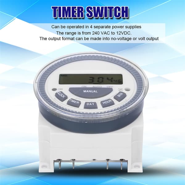 Timerbrytare Elektronisk LCD Digital Display Tidskontrollbrytare TM619H‑2 DC12VAC