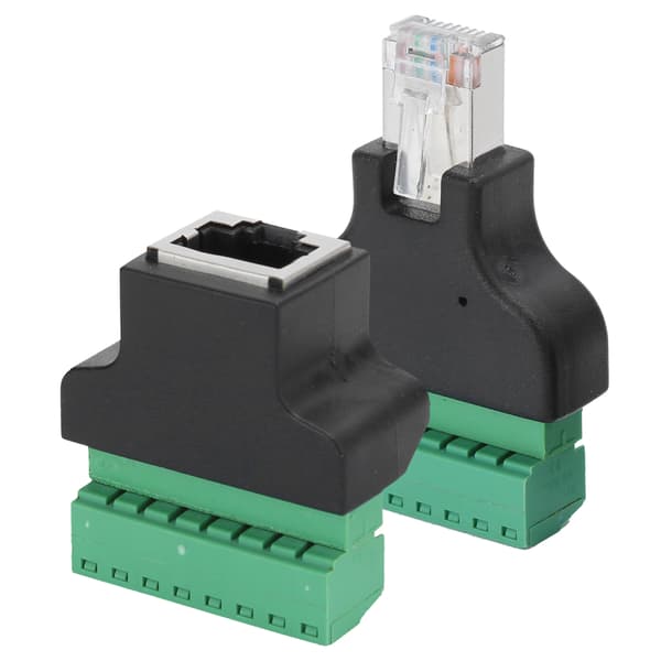 2 stk. RJ45 hun til han skrueterminal 8-benet CCTV Digital DVR Adapterstik