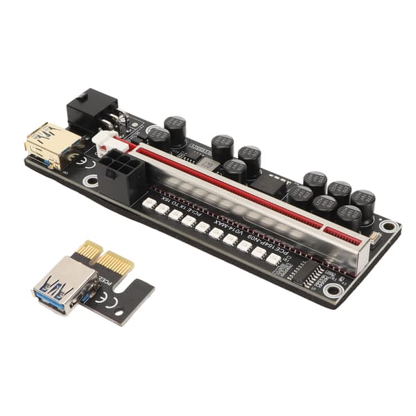 PCIE Riser Powered Adapter Card 6 Pin Kompatibel 1X 4X 8X 16X PCIE Interface Plug and Play USB Riser Powered Adapter Card Sort