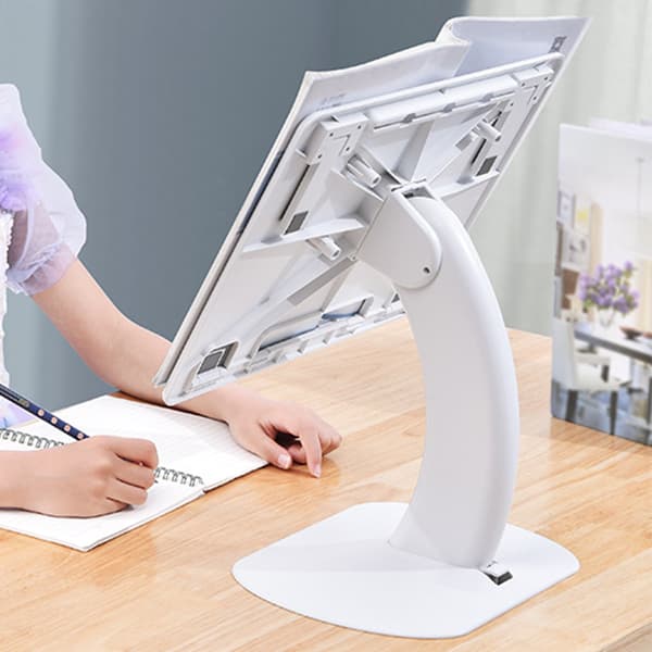 Bordsbokstöd Ergonomiskt Justerbart Vikbart Multifunktionellt Bokställ för Barn Läsa Lära Vit