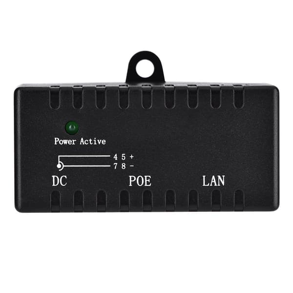 POE Splitter Power Over Ethernet Injector Adapter för LAN-nätverk Svart