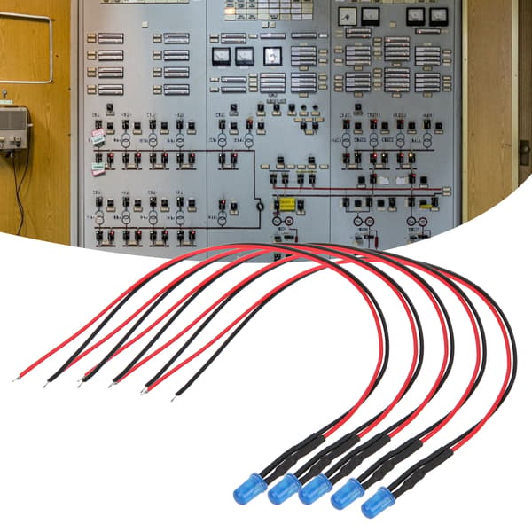 100 st 12V Blå 5mm Förkopplade LED-dioder, 20cm Kabel, Klara Lins Ljusemitterande Pärlor